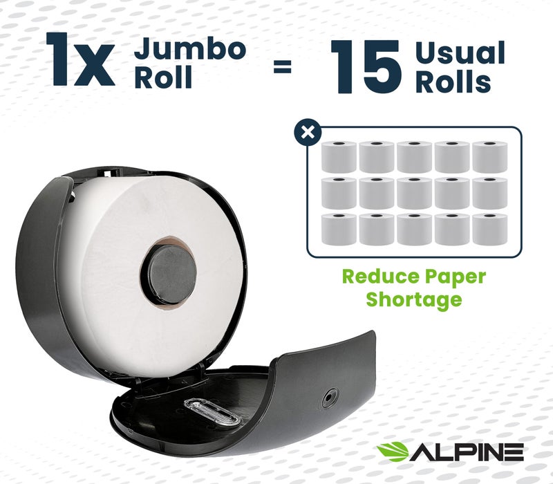 Alpine Commercial Toilet Paper Dispenser - Jumbo Toilet Paper Dispenser, Commercial Toilet Paper Holder Wall Mount, Industrial Toilet Paper Holder with Key (Gray) - Image 4